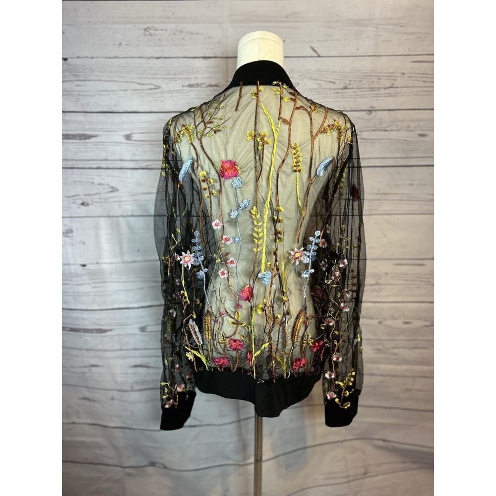 Multicolor Embroidered Tulle Zip Jacket Emery Rose 3X Long Sleeve - Picture 5 of 7